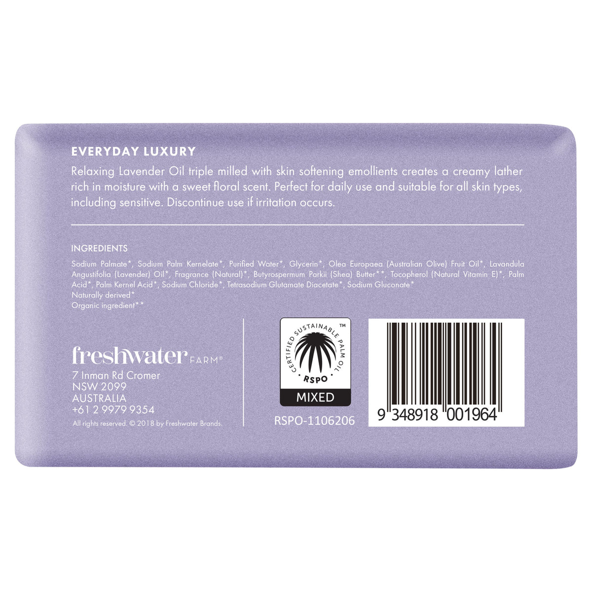 Natural Body Bar | Calming | Lavender Oil | Ingredients | 天然身體清潔皂 | 舒緩 | 薰衣草精油 | 成分